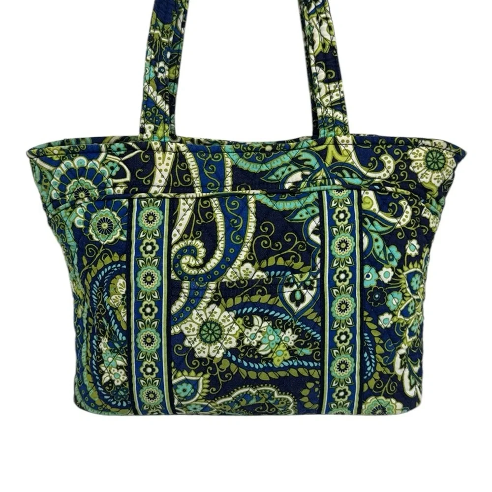 Vera Bradley Rhythm & Blues (Retired Pattern) Green Blue Floral Paisley Tote